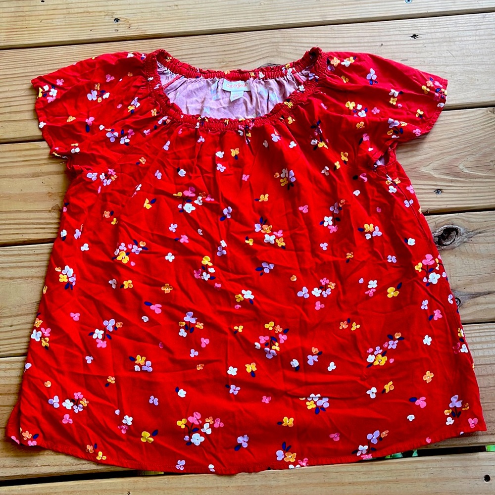 Cat & Jack L (12-14) Red Floral Shirt